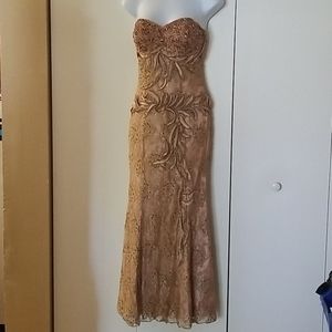 Strapless Skin tone beaded gown